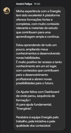 Comentário do André Felipe sobre a nova Comunidade