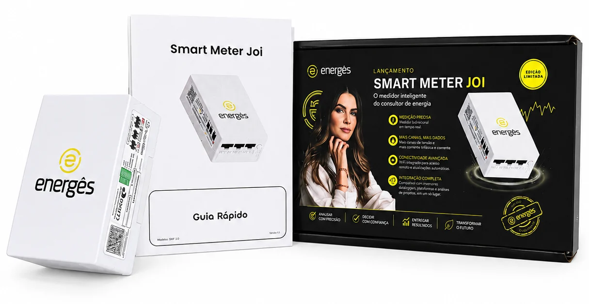 Kit do Smart Meter Joi: medidor, guia rápido e caixa de lançamento